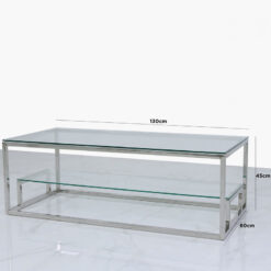 Harper Stainless Steel And Clear Glass Tiered Coffee Lounge Table