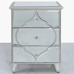 Sahara Marrakech Moroccan Silver Mirrored 3 Drawer Bedside Cabinet