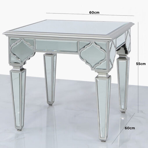 Sahara Marrakech Moroccan Silver Mirrored Square End Side Table