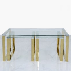 Set Of 1 Harper Gold And Clear Glass Coffee Table And 2 End Tables