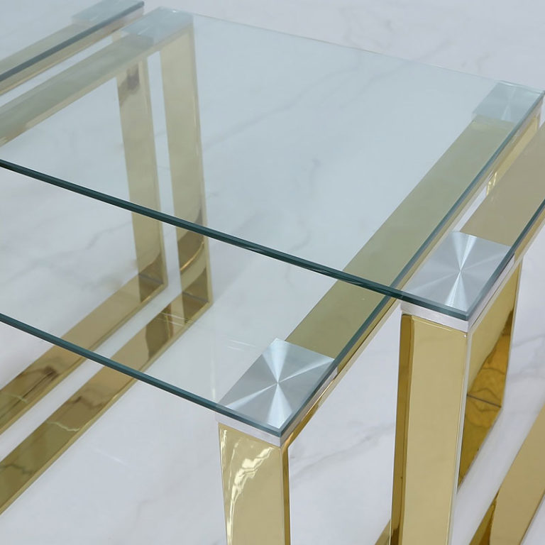 Set Of 1 Harper Gold And Clear Glass Coffee Table And 2 End Tables ...