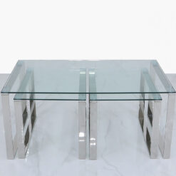 Set Of 1 Harper Steel And Clear Glass Coffee Table And 2 End Tables