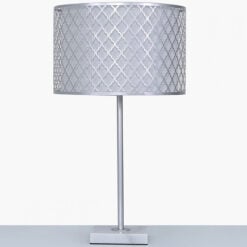Silver Metal And Marble Table Lamp With Marrakech Mesh Shade
