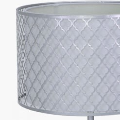 Silver Metal And Marble Table Lamp With Marrakech Mesh Shade