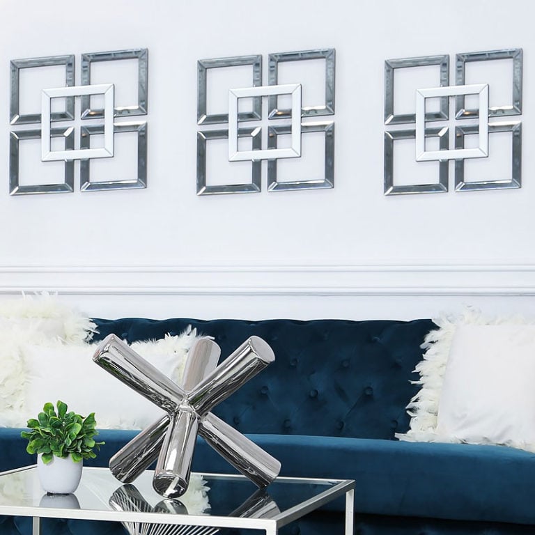 Small Geo Smoked And Silver Mirrored Glass Wall Art 40cm Picture