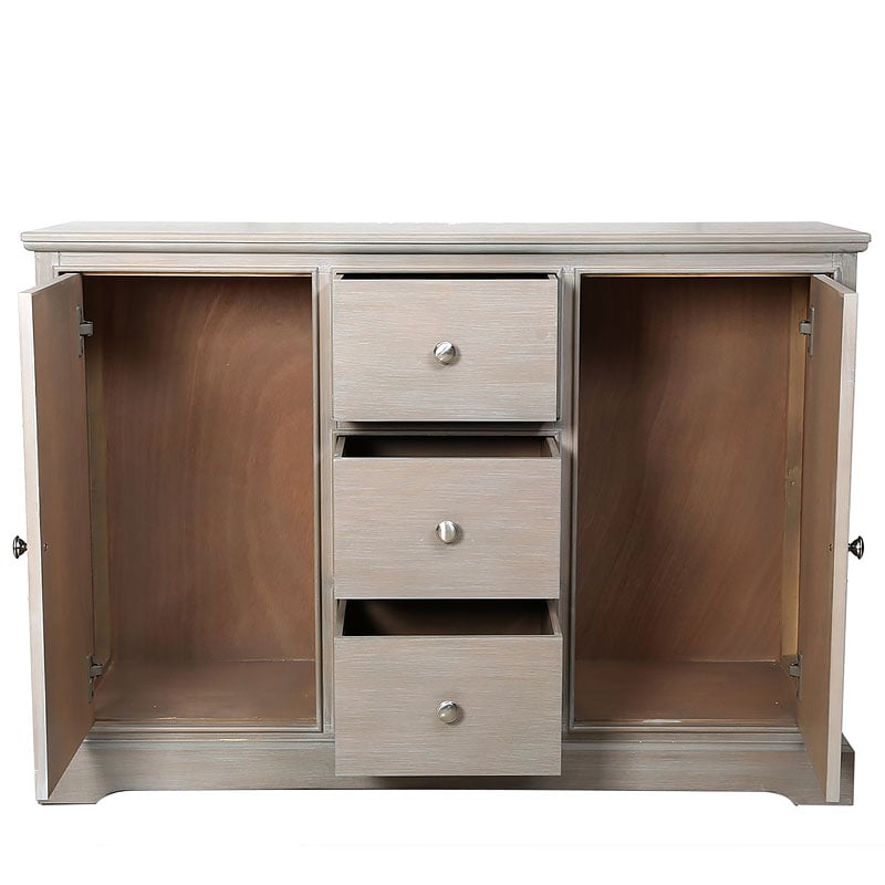 Arabella Taupe Wood 3 Drawer 2 Door Sideboard Picture Perfect