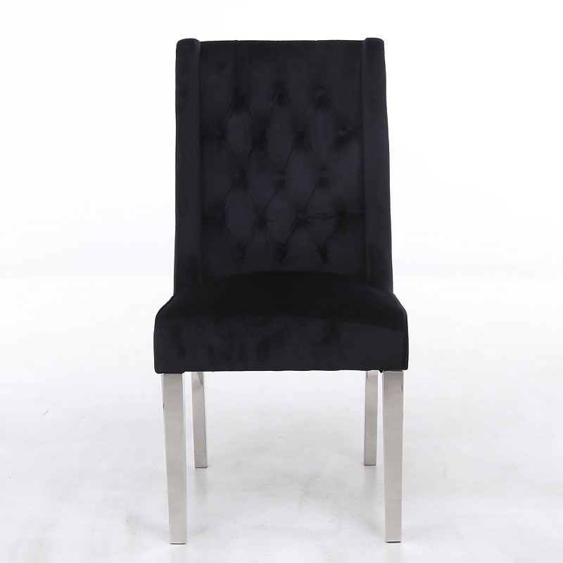 Felicity Black Velvet Dining Chair With Chrome Legs And ...