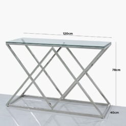 Antoinette Stainless Steel And Glass Console Table Hallway Table