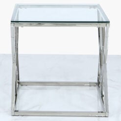 Antoinette Stainless Steel And Glass End Side Table