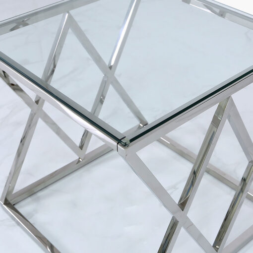 Antoinette Stainless Steel And Glass End Side Table