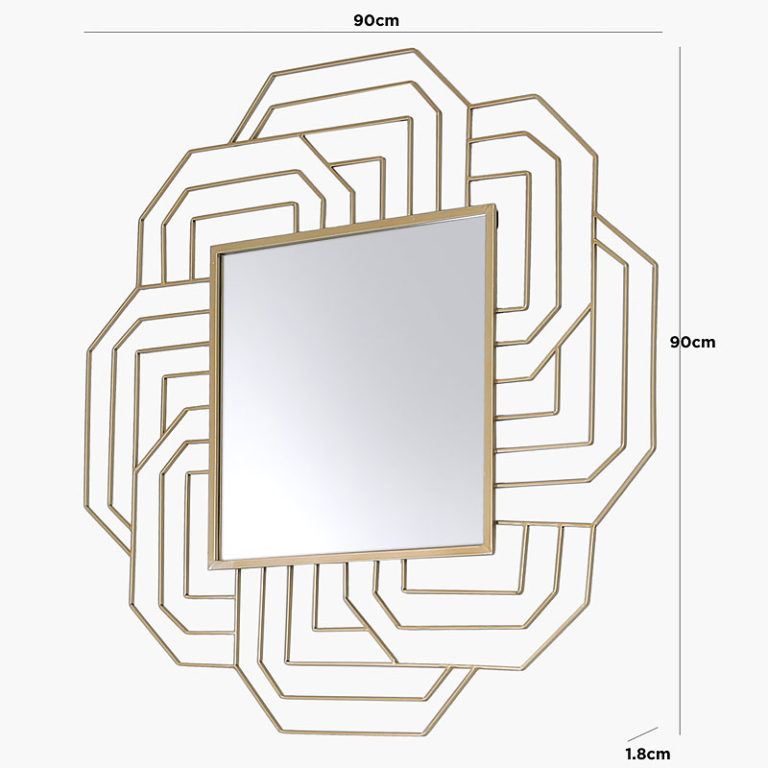 Art Deco Gold Wall Mirror 90cm Picture Perfect Home