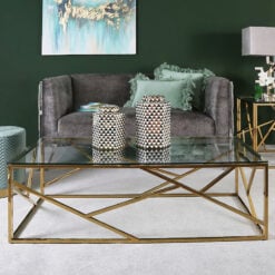 Claudette Gold Metal And Glass Coffee Table