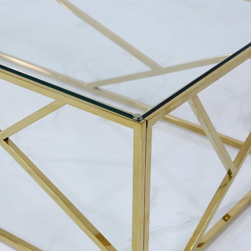 Claudette Gold Metal And Glass Coffee Table