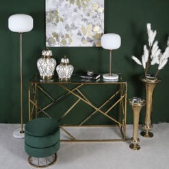 Claudette Gold Metal And Glass Console Table Hallway Table