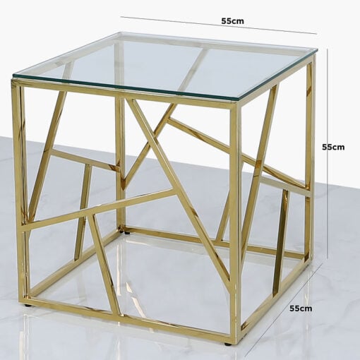 Claudette Gold Metal And Glass End Side Table