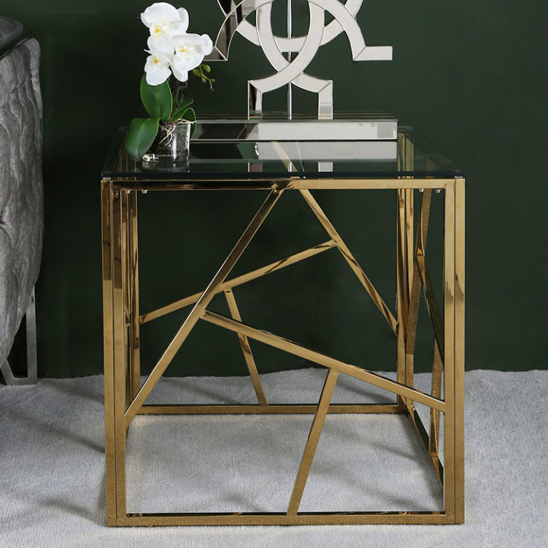 Plaza Gold Contemporary Clear Glass Side End Display Table Picture