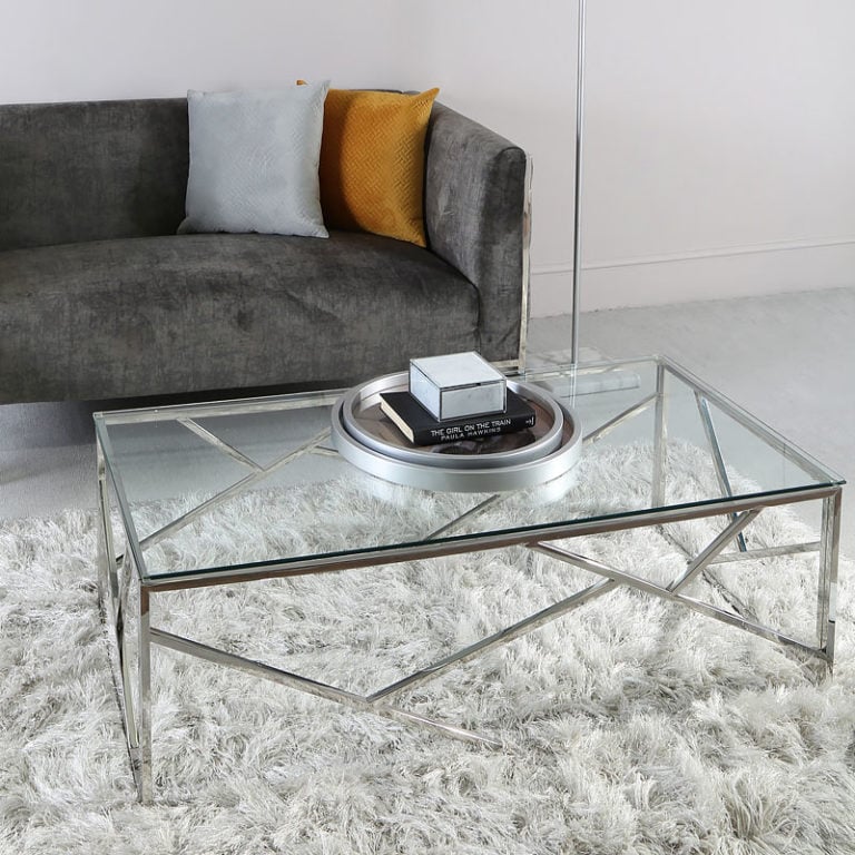 Claudette Stainless Steel And Glass Coffee Table | Picture Perfect Home