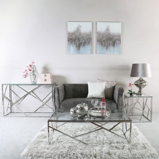 Claudette Stainless Steel And Glass Coffee Table
