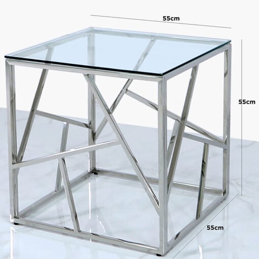 Claudette Stainless Steel And Glass End Side Table