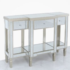 Georgia Champagne Luxe Mirrored 3 Drawer Console Table Dressing Table