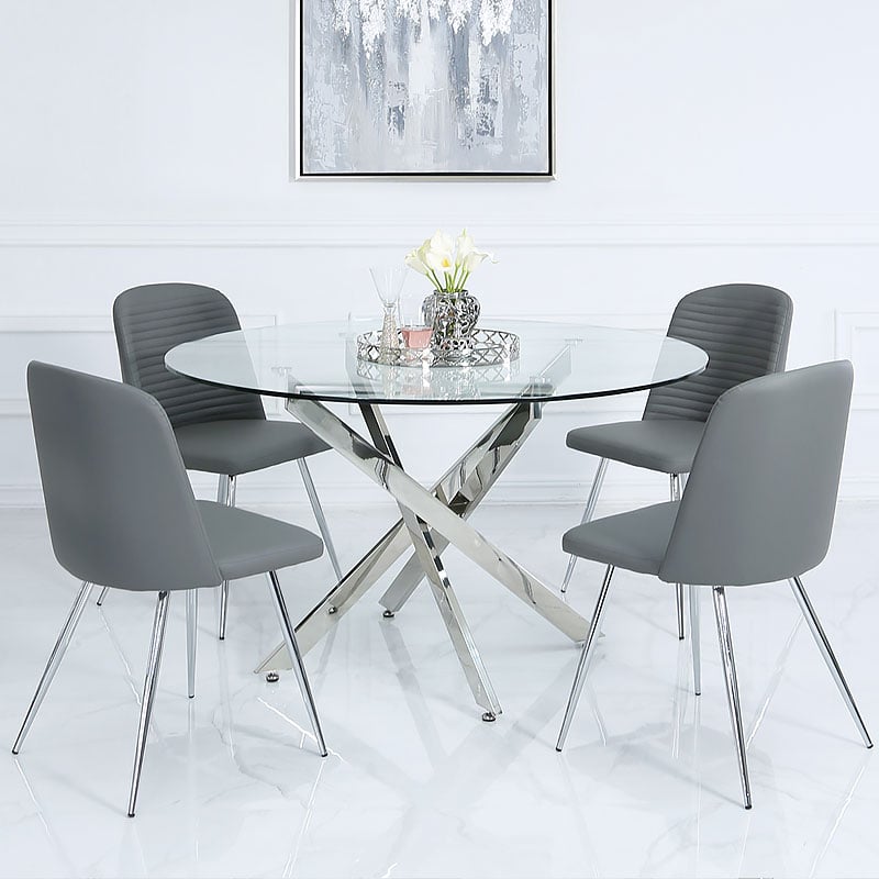 Grey Chair Chrome Legs Top Ers Up, Grey Leather Dining Chairs With Chrome Legs