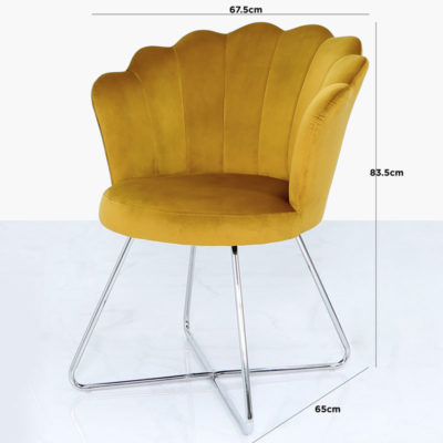 Mustard Yellow Velvet Shell Back Dining Chair With Chrome Legs ...