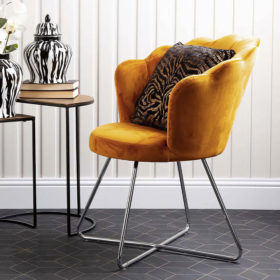 Light Pink Velvet Shell Back Dining Chair Armchair With Chrome Legs ...