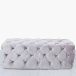 Soft Pink Velvet Deeply Padded Bench Ottoman With Tufted Buttons
