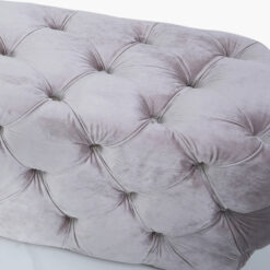 Soft Pink Velvet Deeply Padded Bench Ottoman With Tufted Buttons