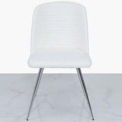 White Faux Leather Dining Chair With Chrome Legs