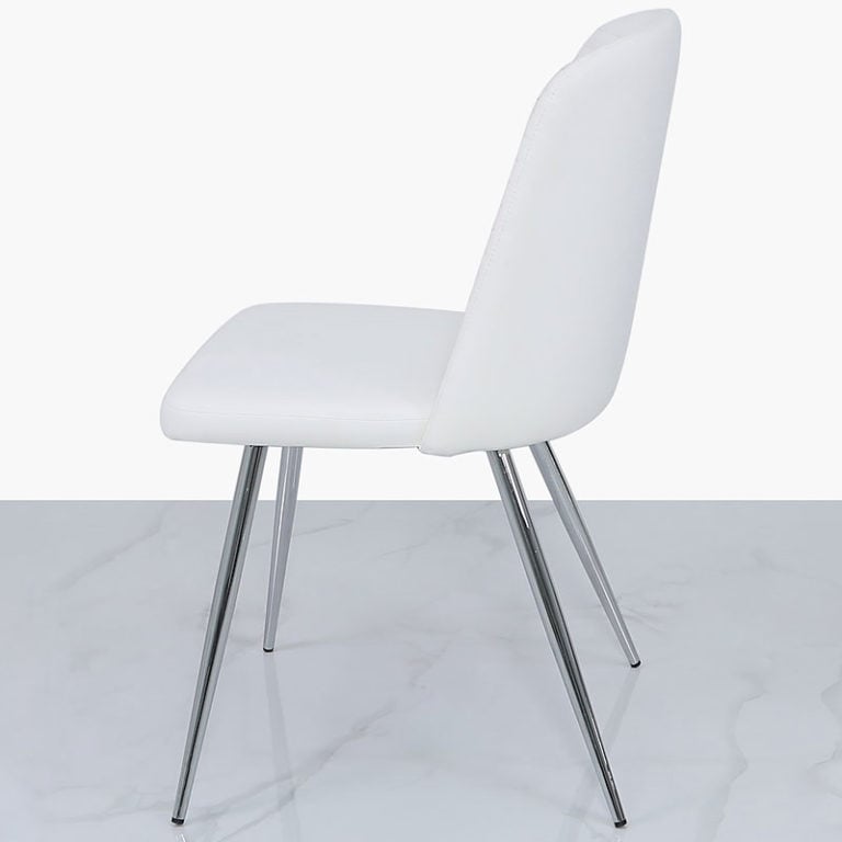 White Faux Leather Dining Chair With Chrome Legs Picture Perfect Home   White Faux Leather Dining Chair With Chrome Legs 6 768x768 