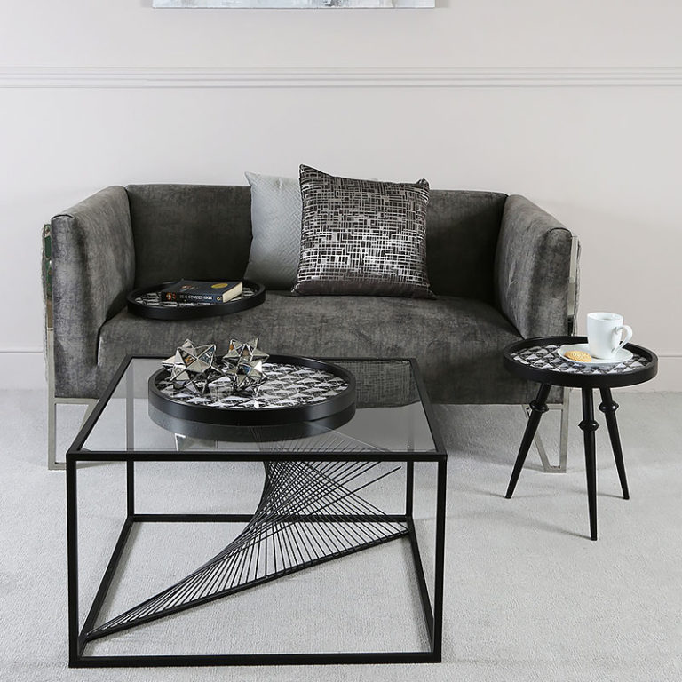 Black And White Abstract Wood Side Table End Table Picture Perfect Home