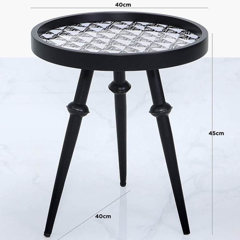 Black And White Abstract Wood Side Table End Table Picture Perfect Home