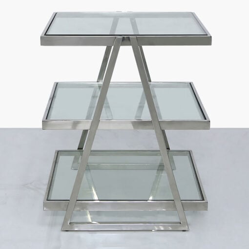 Chrome And Glass 3 Tier End Table Side Table
