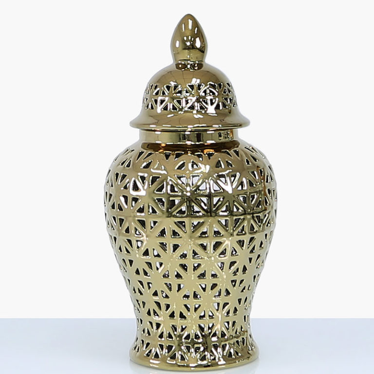 White Ceramic Ginger Jar Vase Home Decoration With Domed Lid 61cm