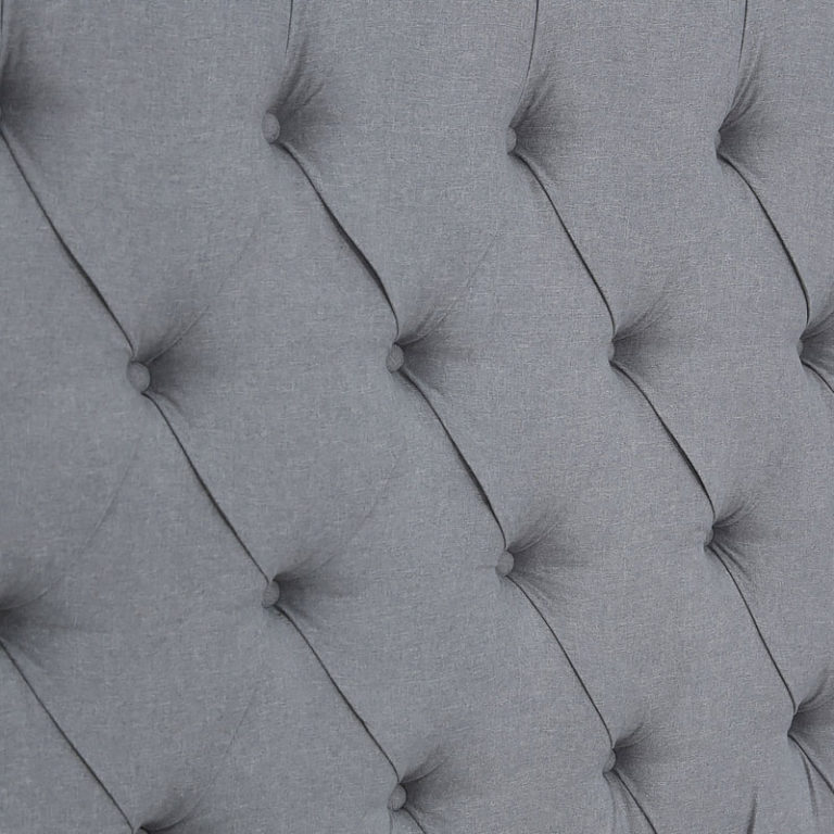 Grey Linen King Size Bed With A Chrome Frame And Linen Upholstery Picture Perfect Home