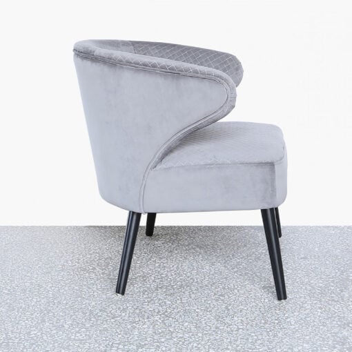 Grey Wingback Quilted Velvet Easy Chair Armchair
