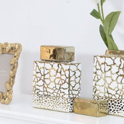 White And Gold Ceramic Ginger Jar Vase Home Decoration 21cm