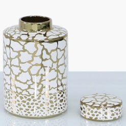 White And Gold Round Ceramic Ginger Jar Vase Home Decoration 20cm