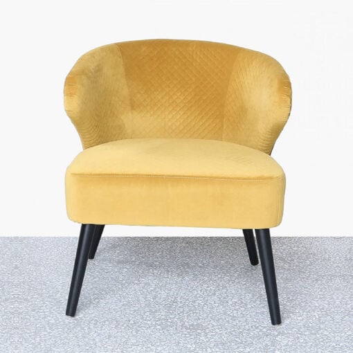 Yellow Wingback Quilted Velvet Easy Chair Armchair