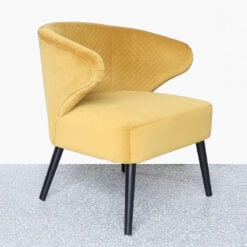 Yellow Wingback Quilted Velvet Easy Chair Armchair