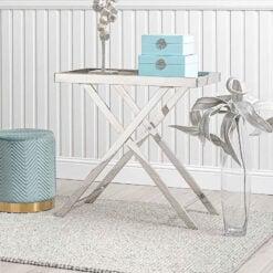 Clarissa Premium Stainless Steel And Glass Console Table Hallway Table