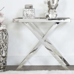 Clarissa Premium Stainless Steel And Glass Console Table Hallway Table