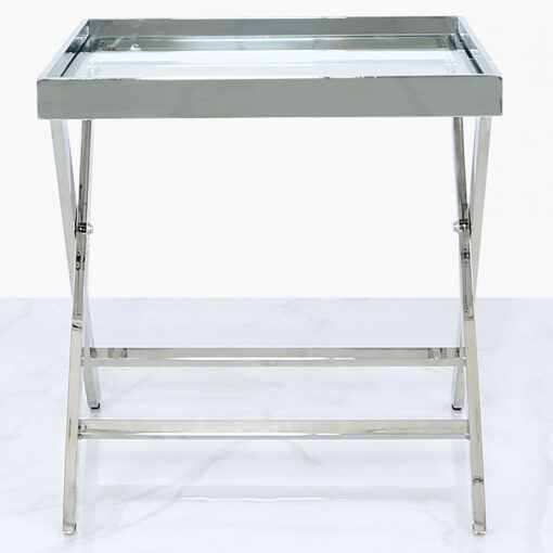 Clarissa Premium Stainless Steel And Glass Side Table End Table
