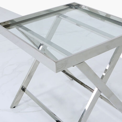 Clarissa Premium Stainless Steel And Glass Side Table End Table