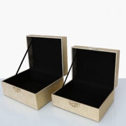 Set of 2 Gold Faux Stingray Leather Jewellery Storage Makeup Boxes