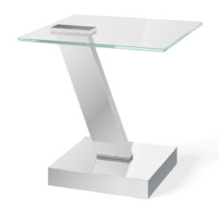 Aria Tempered Glass And Polished Stainless Side End Table