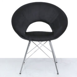 Black Deeply Padded Chrome And Velvet Orb Chair Armchair
