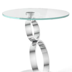 Eloise Tempered Glass And Polished Stainless Side End Table
