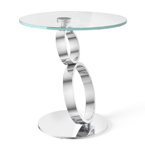 Eloise Tempered Glass And Polished Stainless Side End Table